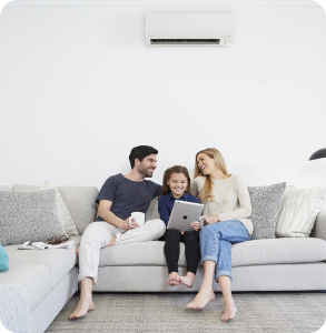 Family enjoying split heating