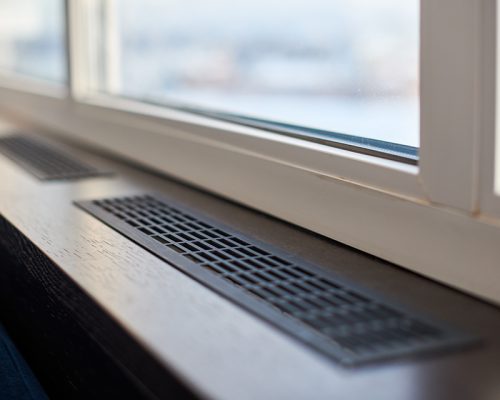 Gas heating vents in the floor